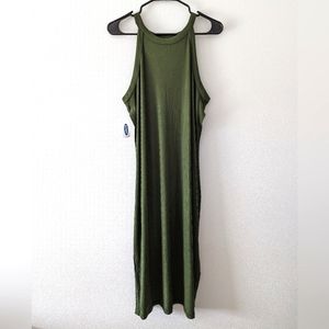 Fitted Sleeveless Rib-Knit Midi Dress